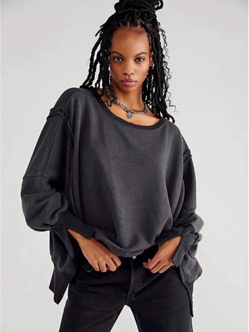 NWT Free People x We The Free Camden Sweatshirt in Washed Black